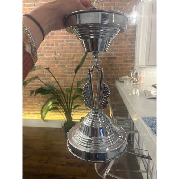 Rejuvenation Art Deco Chrome Hollywood 6" Fitter Ceiling Light Fixture Pendant - Picture 2 of 6